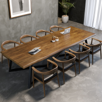 Industrial Wind Solid Wood Meeting Table Long Table And Chairs Combined Long Bar Table Desk Brief Modern Rectangular Bench