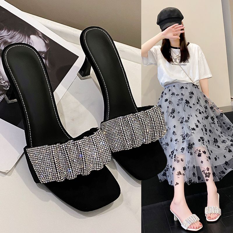 Women's Shoes for Wide Feet, Large Sizes 35-43, Sandals with Rhinestones, Fairy-Style Square Toe, Open-Toe, Stiletto Heels, Size 41, Quality Women's Shoes for Wide Feet, Large Sizes 35-43, Sandals with Rhinestones, Fairy-Style Square Toe, Open-Toe, Stiletto Heels, Size 41, Quality