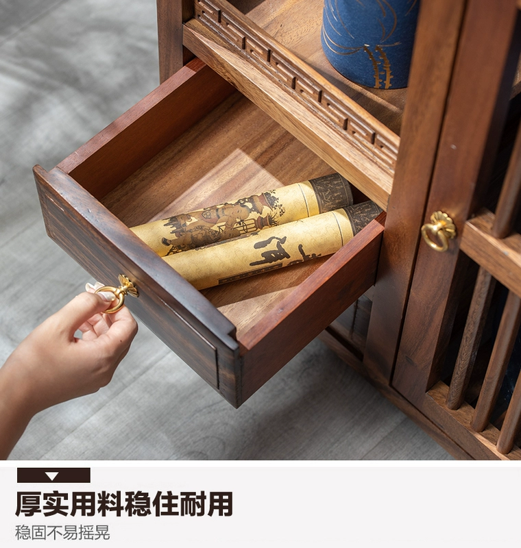 Tủ trà quả óc chó Bàn trà Kung Fu Tủ trà Trung Quốc ấm đun nước tích hợp xô dưới máy pha trà tủ trà bàn trà tròn mặt đá