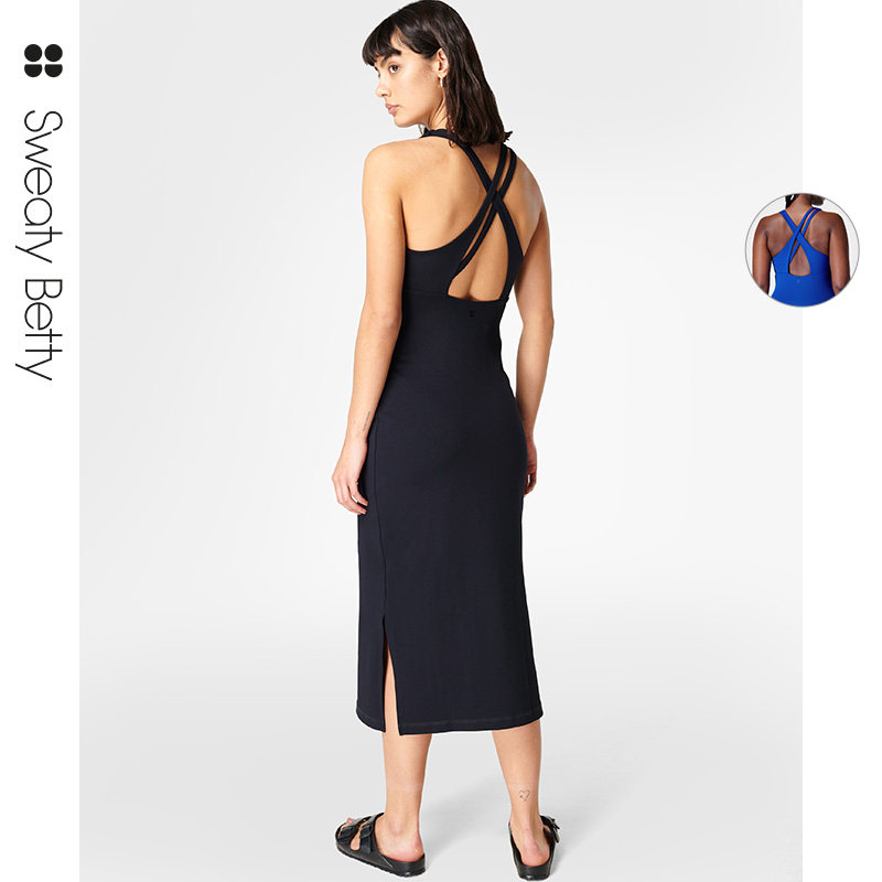 Sweaty Betty Emily black back cross sleeveless vest harness long one-piece dress winter SB6911B-Taobao