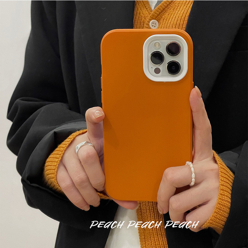 Peach shell ins minimalist pure colour iphone13 mobile phone protective shell suitable for apple 12 11promax protection x silicone xr female xsmax new 8plus soft shell