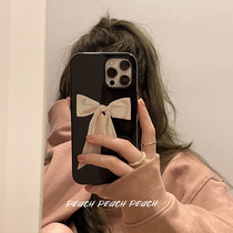 Peach shell ins Korean wind butterfly knot iphone13 mobile phone shell suitable for apple 12 11promax protective sleeve x silicone xr female xsmax new 8plus soft shell