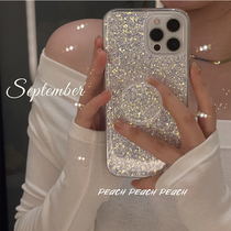 Peach shell gold leaf flash powder iphone13 mobile phone shell suitable for apple 12 11pro max protective sleeve x silicone xr female xsmax new bracket 8plus soft 7th