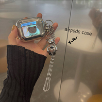 Peach Shell Plated Cartoon Small Bear Doll Chain Applicable Airpods Protection Shell Airpodspro Headphones Protective Sleeves Apple airpods2 Wireless Bluetooth Headphones 3 Boxes New