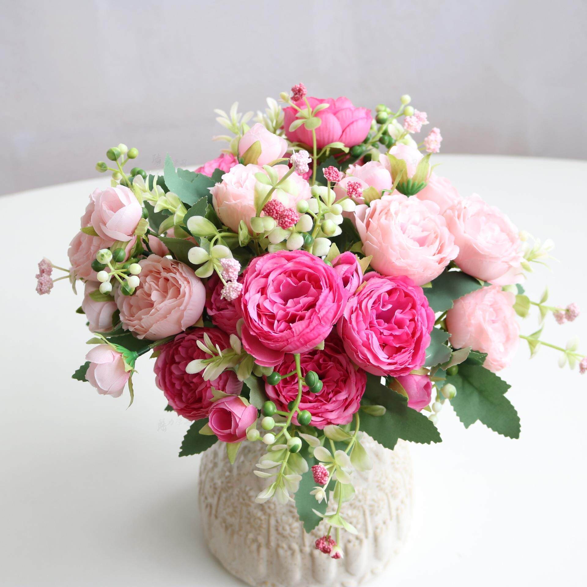 Flower bouquet decorated Korean bouquet Persian peony simulation flower wedding simulation 5 small roses
