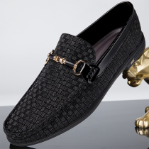 European Station Mens Shoes Summer Genuine Leather Soft Bottom Breathable Bean Shoes Men Ingren Casual Leather Shoes A Foot Pedal Lefu Shoes