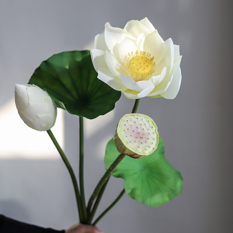 Summer Van upscale emulation lotus lotus lotus leaf lotus flower lotus flower lotus leaf lotus flower hall memorial to fake flowers New Chinese living room to decorate floor flower arrangement