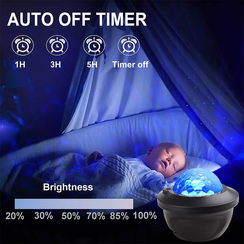 LED Star Galaxy Projector Starry Sky Night Light Built-in BL