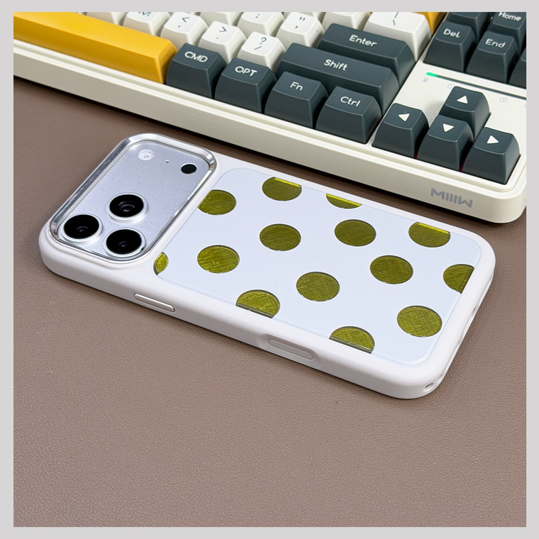Polka Dots Burgundy Orange Light Gray Stand iPhone Case