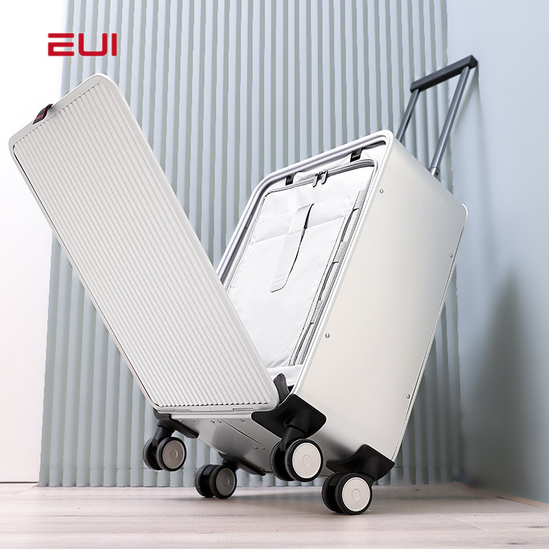 EUI side opening full aluminum magnesium alloy suitcase woman 20 inch boarding suitcase front opening computer Lakebox man 16