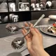 Internet Celebrity Ice Pattern Spoon Thickeneded Stainless Steel Household Adult Rice Spoon Long Handle Spoon Eating Western Food Spoon Spoon