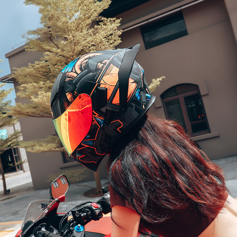 3C locomotive helmet men and women locomotive double lens uncovering helmet bluetooth four seasons universal electric vehicle riding helmet