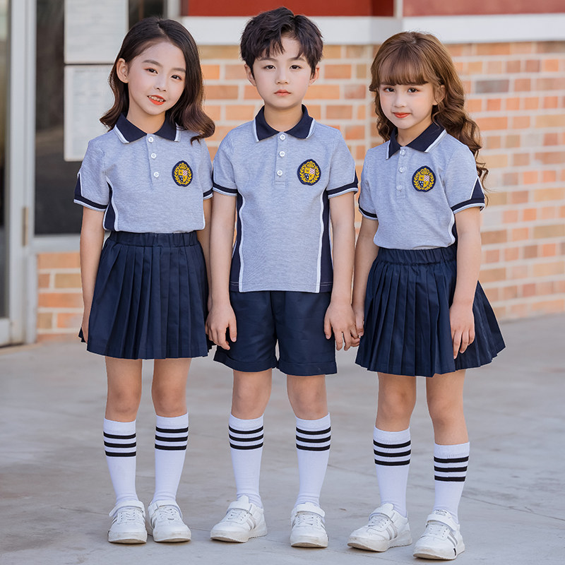 Kindergarten garden clothes summer clothes children's sports class clothes short-sleeved cotton graduation photo suit college style primary school uniforms