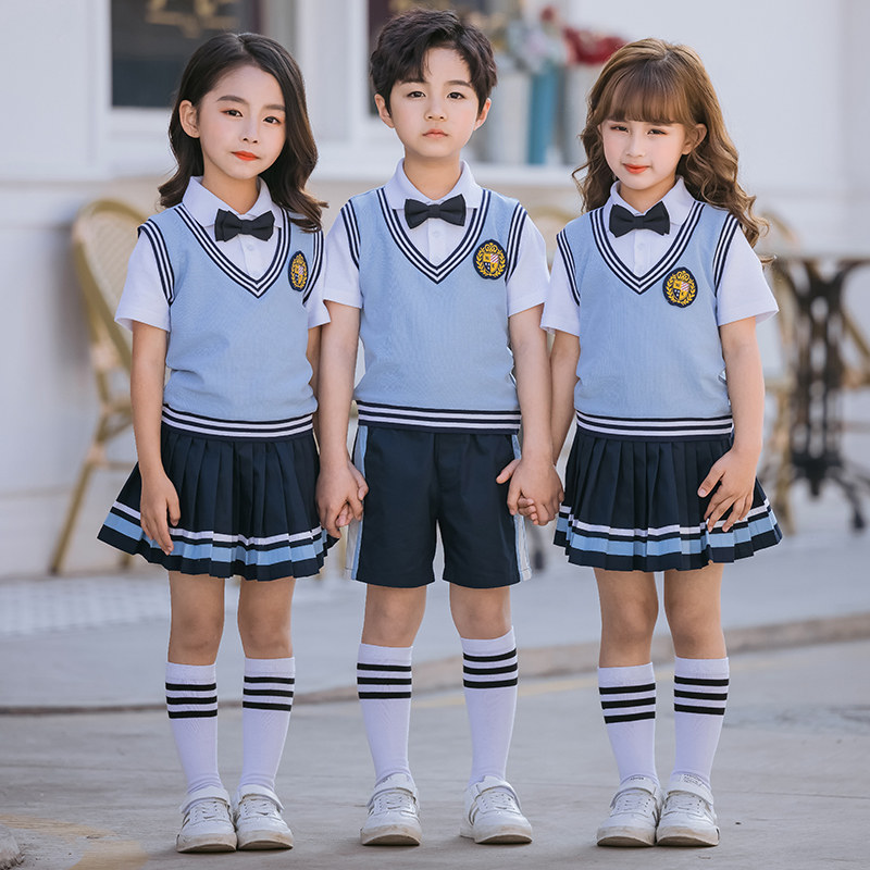 Kindergarten Garden Uniform Summer Clothing College Wind Children School Uniforms Graduation Photos Clothing Summer Elementary School Kids Class Clothes Short Sleeve Suit