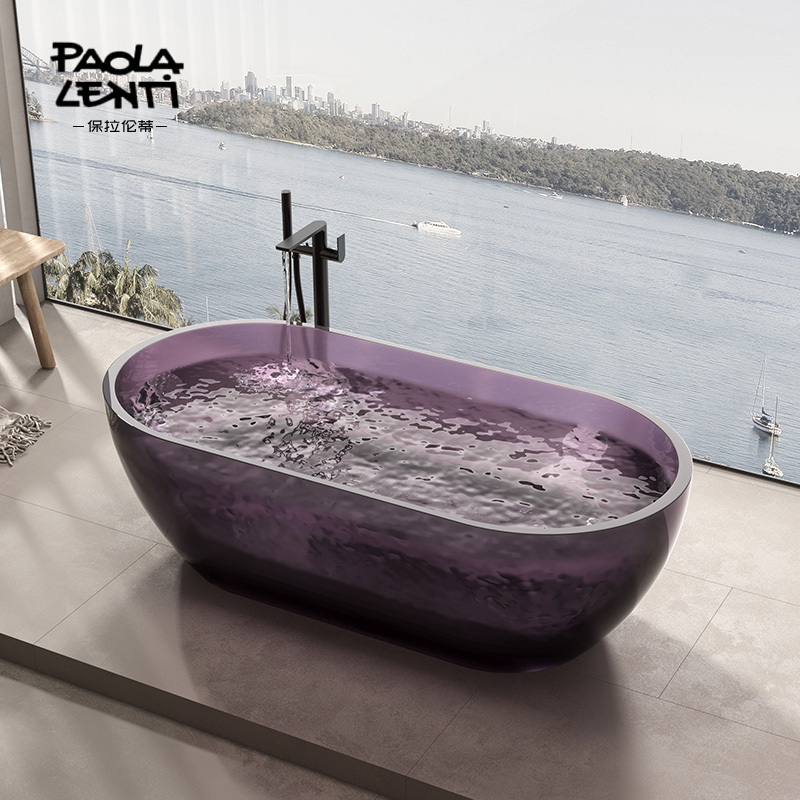 Paolalenti Independent Integrated Resin Transparent Bathtub Home Hotel Internet Celebrity B&B Double Colorful Bathtub