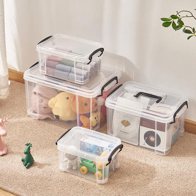 Transparent storage box, desktop sundries, snacks, children's toys storage box, plastic cosmetics, covered storage box, small box