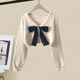 Small fragrant wind suit early spring tea flavor bowknot cardigan sweater temperament skirt French platycodon two-piece set