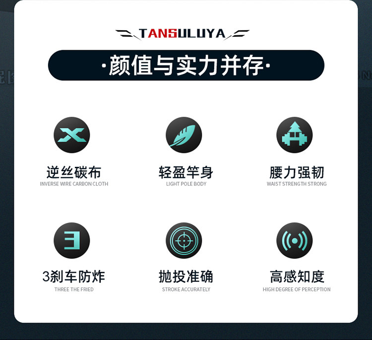 Дорожные суб -полюсный 新款路亚竿全套新手抛竿鱼竿水滴轮路亚套装卷线 线器入门远投狄卡