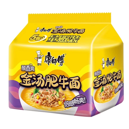 康师傅 Мгновенная лапша, Джин Тан Тан Фей Сумки из говядины, фастфуд, говяжья лапша, помидоры, маринованная капустная лапша, тушеная говяжья лапша