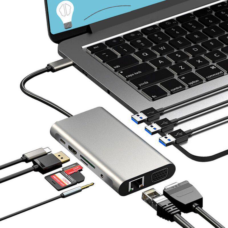 USB-хаб 十合一10in1拓展坞type-c多功能集线器hub扩展坞usb3.0 hdmi4k Peng Italy