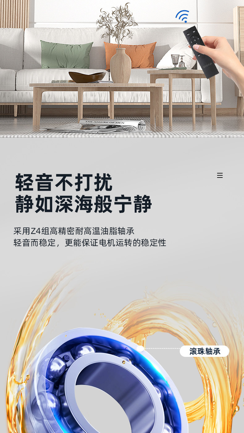 Потолочный вентилятор 奥克斯吊扇家用电风扇客厅工业大风力商用遥控悬吊式天花板风扇加长五叶 AUX
