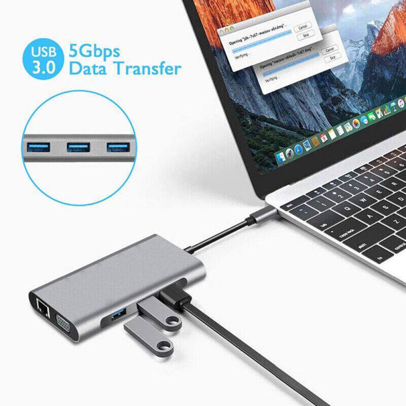 USB-хаб 十合一10in1拓展坞type-c多功能集线器hub扩展坞usb3.0 hdmi4k Peng Italy