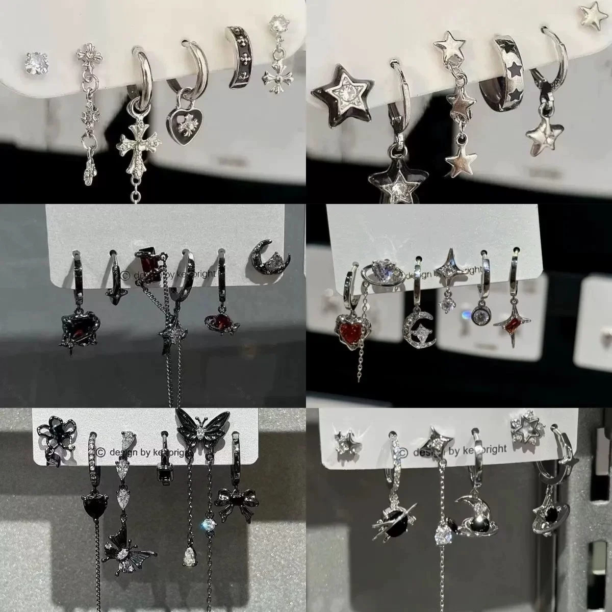 Set with zircon, small design earrings