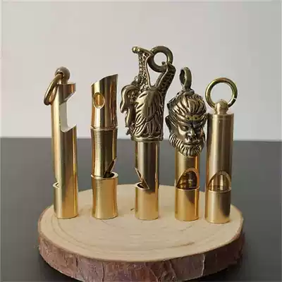 Whistle pure brass whistle high volume outdoor survival training treble children's toy whistle pendant lettering