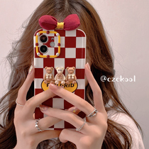 Bow Apple 13Promax mobile phone shell 12 bear iPhone11 female suitable for three-dimensional bear autumn and winter new