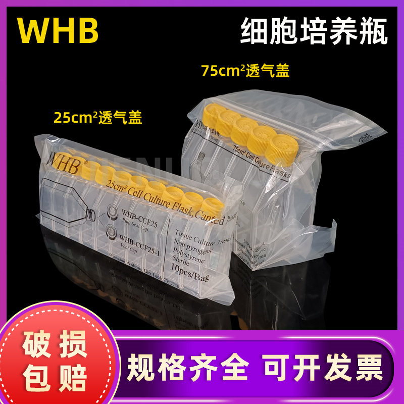 WHB细胞培养瓶 透气盖T25T75 斜口培养瓶无菌细胞培养瓶