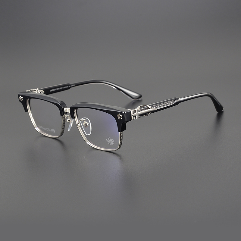 Niche Business-Style Elegant Eyeglass Frames with Eyebrow Line Carving for Large Faces, Suitable for Men with Myopia, Anti-Blue Light, Photochromic