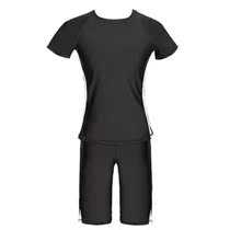 Short sleeve split swimsuit woman big code conservative flat angle 50% pants cover with slim sun protection new sport step up swimsuit