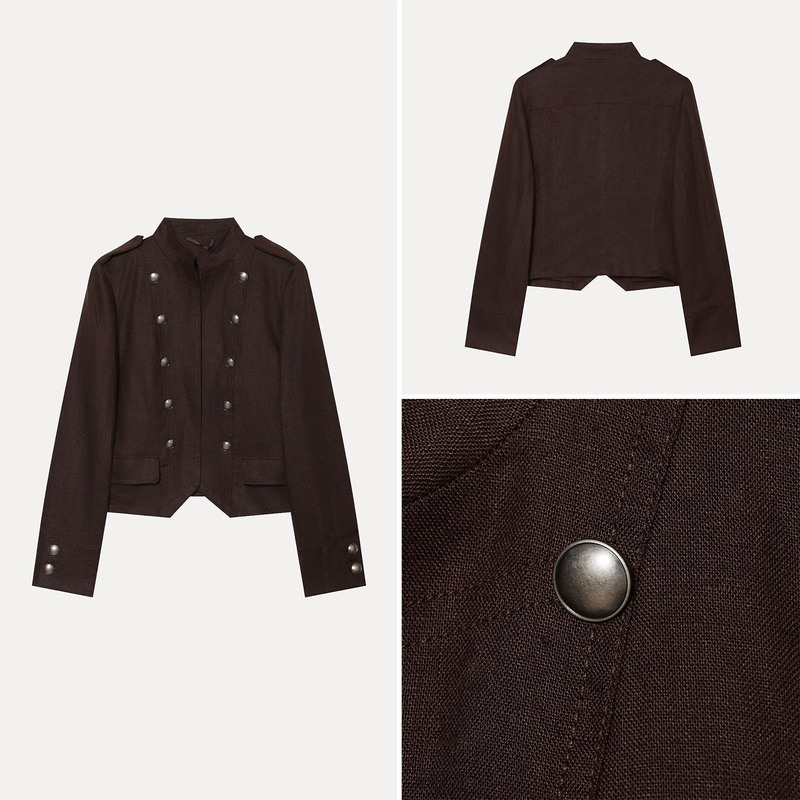 Cabinet 499! Women's 2026 New Autumn Fashion Right-Shoulder Double-Breasted Napoleon Jacket 37091473