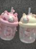 Summer Kt New Model High-Value Cute Portable Water Bottle for Girls, Children, and Students with Straw, Plastic Cup