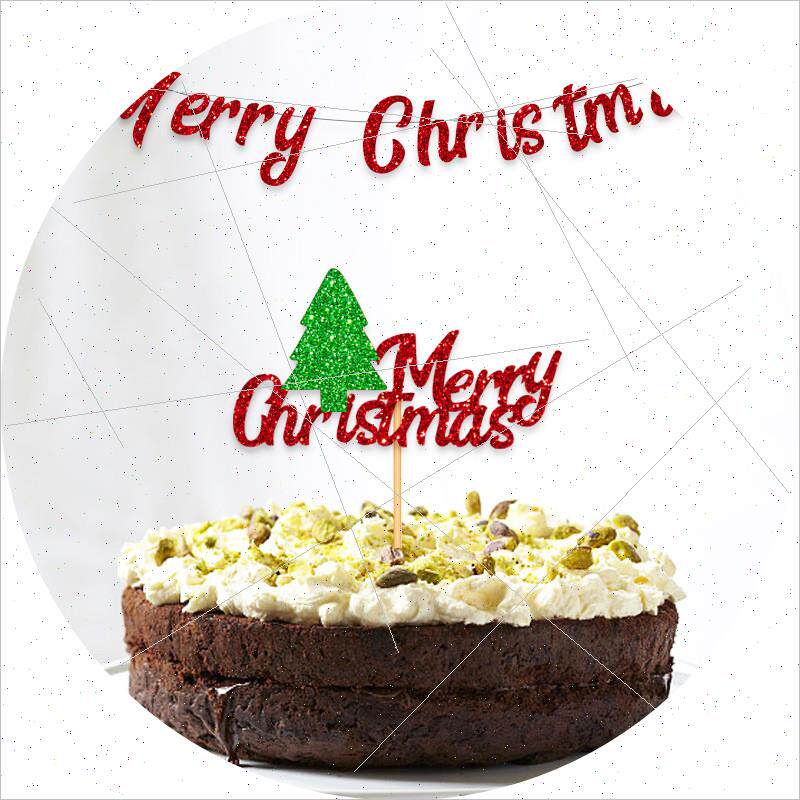 2023 Cross-border Christmas merrychchristmas Flag Cake Inserts-Signed Suit Themed Party Decorative Banners-Taobao