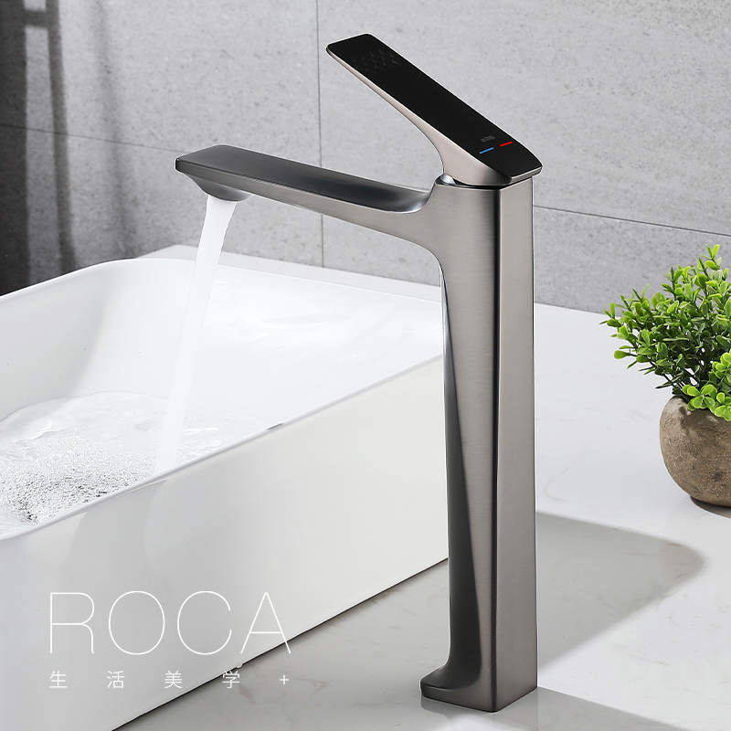 Roca Bathroom Faucet, All-Copper Basin Faucet, Creative and Unique, Hot and Cold Countertop Basin Faucet for Bathroom