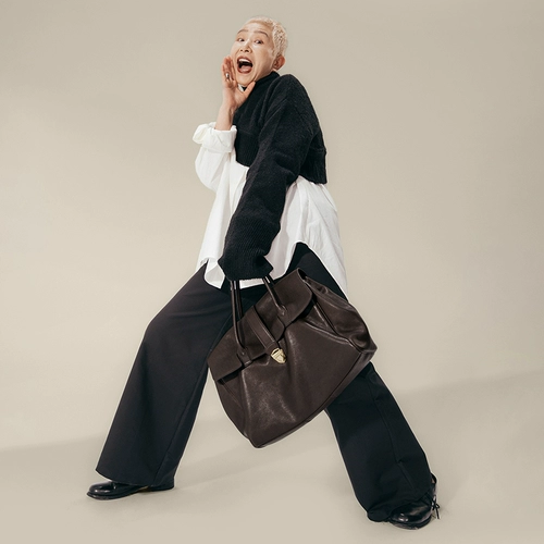 裘真 Портативная вместительная и большая кожаная сумка через плечо, из натуральной кожи