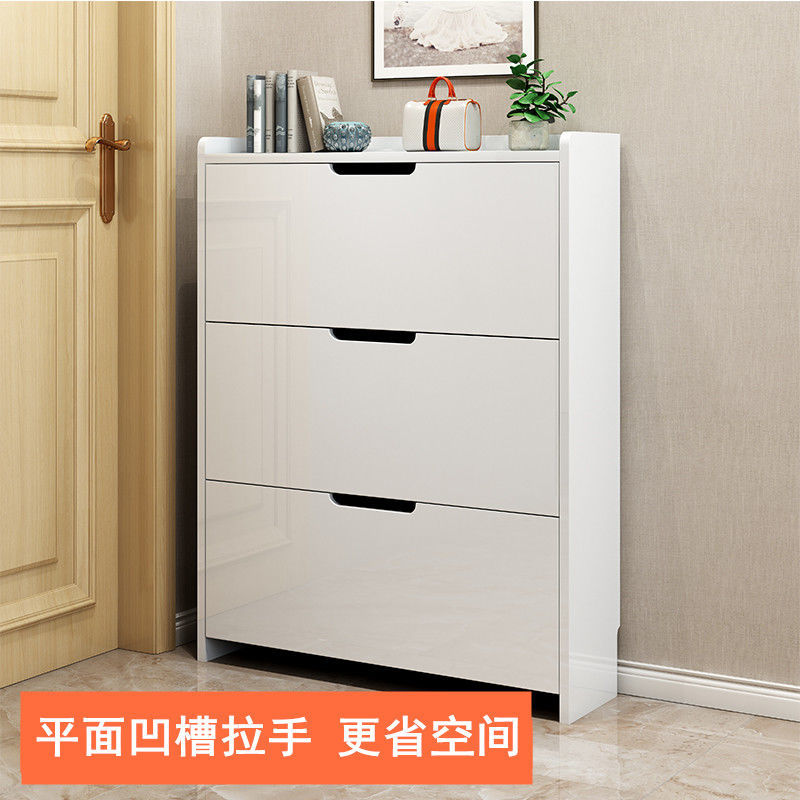 Xinjiang ultra-thin tipping bucket shoe rack 17cm narrow foyer simple economical household white large capacity