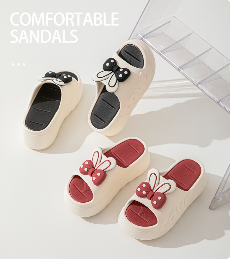 Thick Sole Slippers For Women, Summer Indoor Home Fashion Bowknot Ins Style Height Increasing Cool Slippers, Bathroom Non-Slip Outdoor Wear_vogvips.com