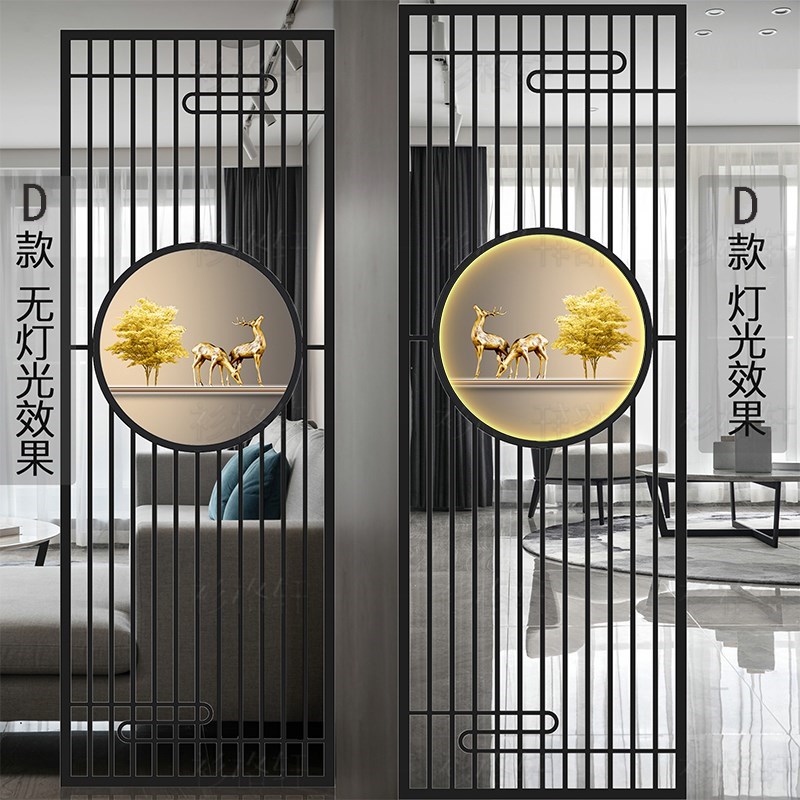 New Chinese style wrought iron screen partition office living room dining room porch entry door entry hollow simple modern decoration