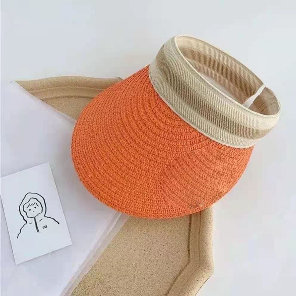 Children sunbeds topless duck hat 2021 seaside grass hat male girl beach hat cool hat empty top child tourist tide
