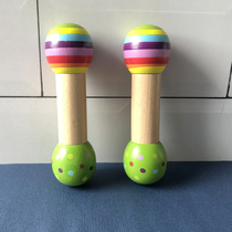 Rattle Baby Hand Grip Appeasement Toy Baby Newborn Gripping Small Dumbbells Strength Training Enlightenment Wooden 0 1