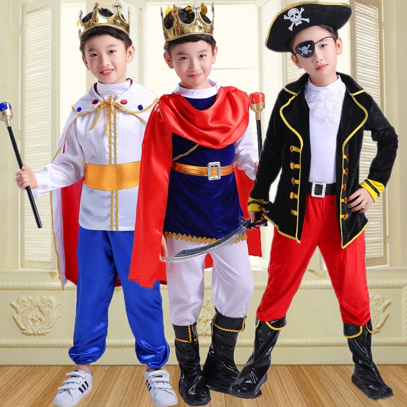 Halloween ngày trẻ em trang phục hoàng tử biểu diễn vai bé trai cosplay vua hiệu suất quần áo mẫu giáo