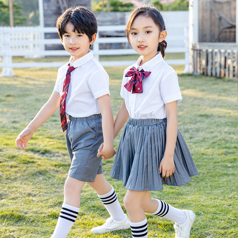 Elementary School School Uniforms New Products Summer Camp Activities Banfu Summer Clothing Short Sleeves Shirts Kindergarten Garden Clothes Parent-child Performance Clothes