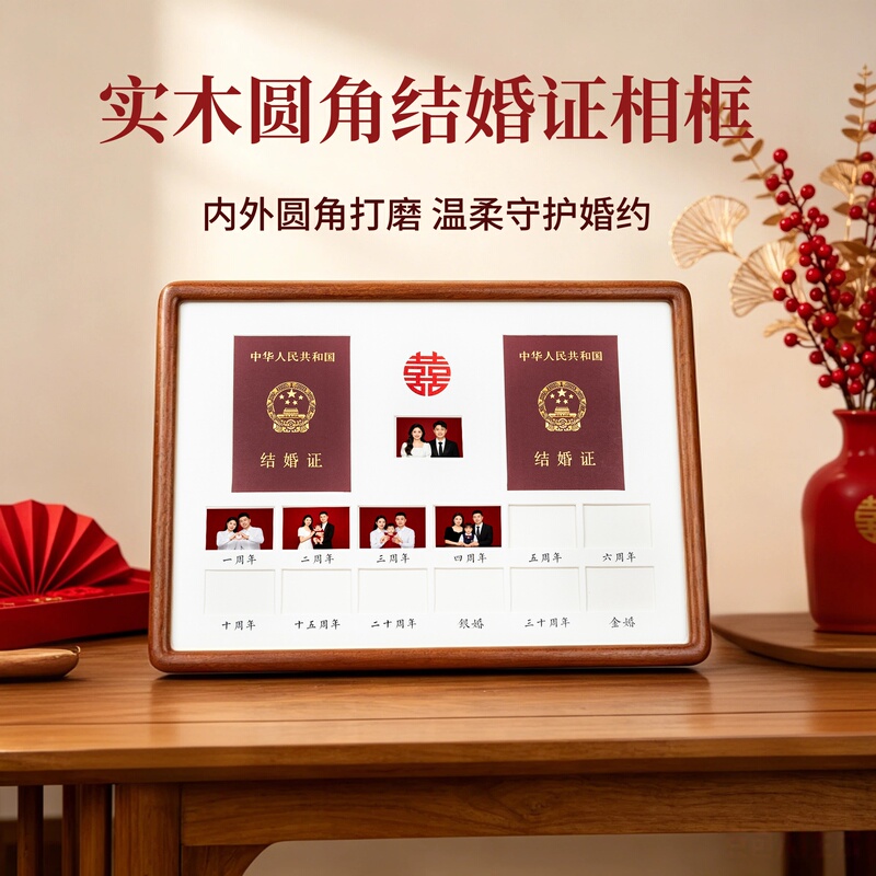 Wedding Certificate Photo Frame Display Stand, Wedding Anniversary Decoration, Marriage Registration Photo Frame, Id Photo Frame, Photo Holder for Marriage Registration Certificate