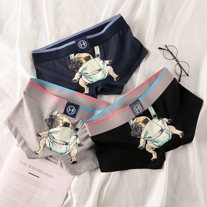 Men's underwear men's flat corner pants men's pure cotton briefs Cartoon Breathable Comfort Four-corner Pants Youth Sports Trend Shorts