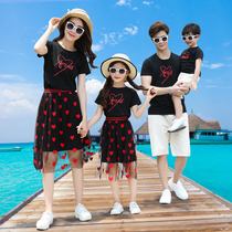 Shake net red parent-child summer dress 2020 new mesh yarn foreign mother-daughter dress fashion a family of four suit