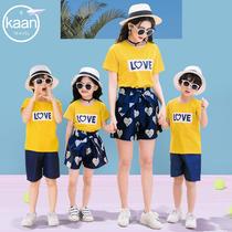 Shake sound parent-child outfit summer 2021 new trend family portrait suit A family of three fashion mother and son mother and daughter outfit foreign style