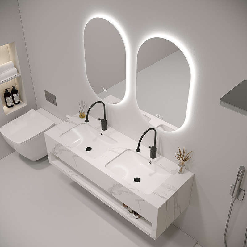 Slate Bathroom Counter Pool Wash Basin Face Wash Simple Basin Household Single Basin Wash Basin Double Layer Basin Cabinet Combination