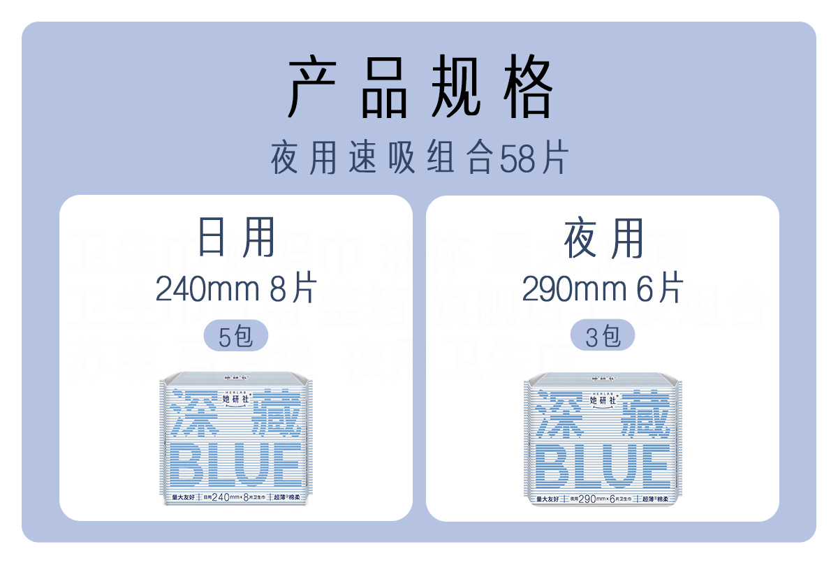 博主测评：她研社BLUE卫生巾日夜组合116片